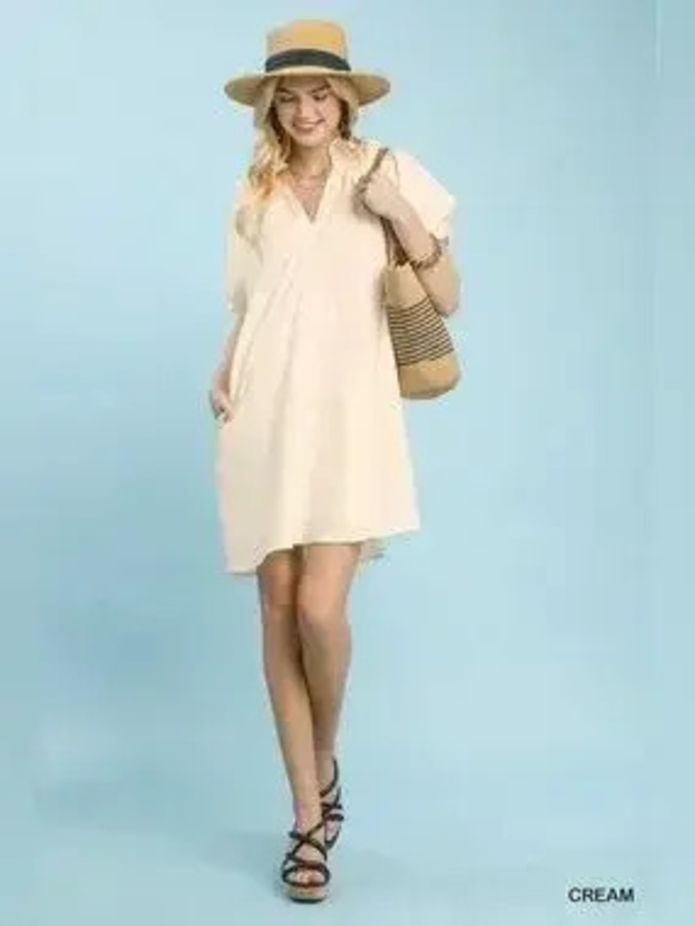 Umgee Linen Blend Ruffle Dress - Picture 5 of 6